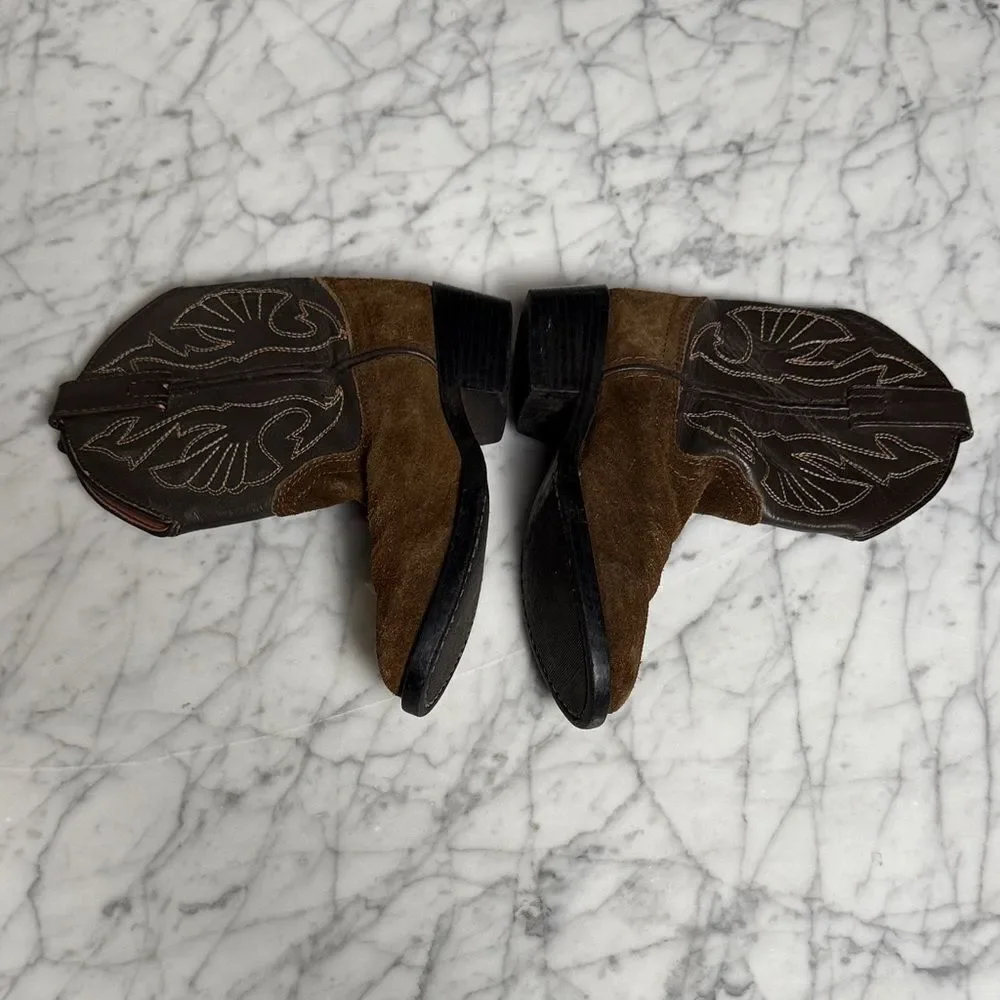 Brown Acme Leather Suede Western Boots Size 12 Youth